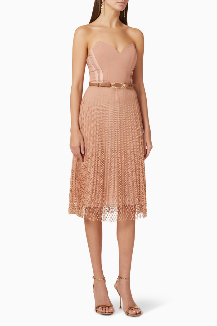 

Off Shoulder Dress in Mesh, Pink