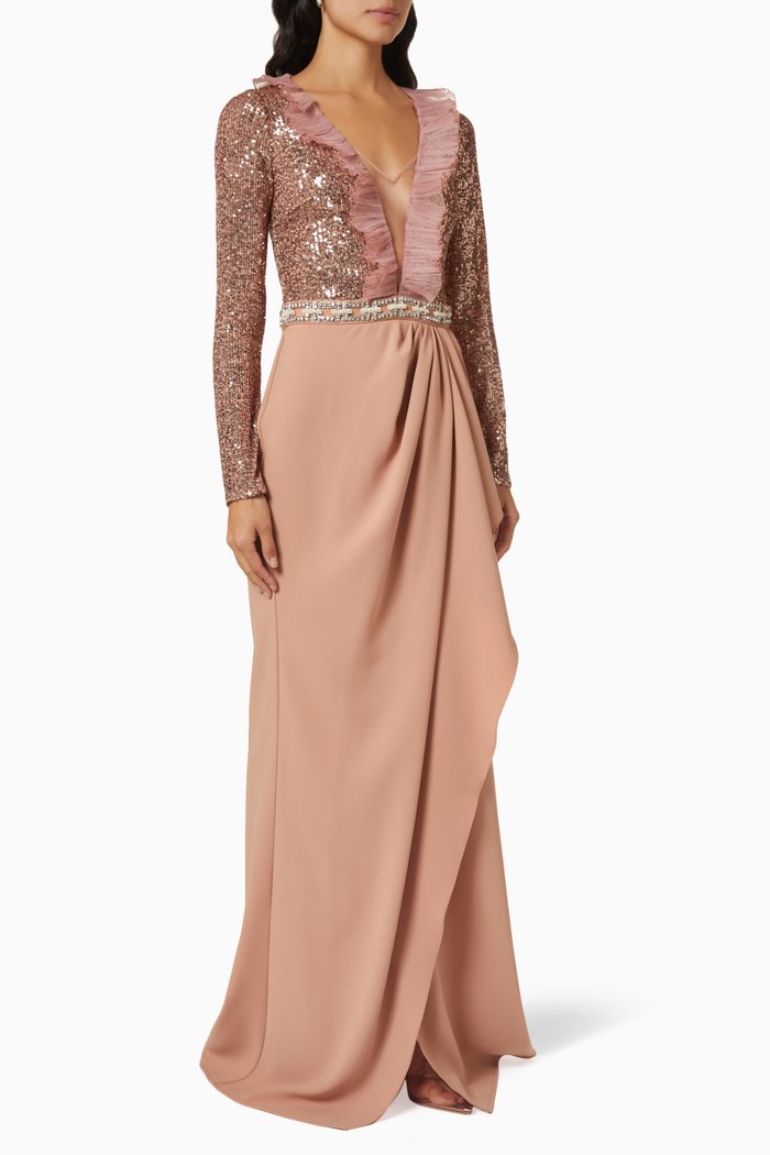 Embroidered Gown, Pink