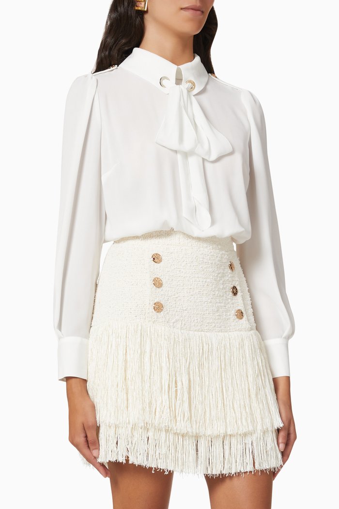 

Combined Dress with Tweed Skirt, White