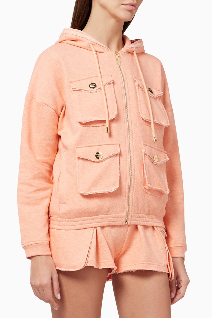 

Zip-through Hooded Sweatshirt in Cotton, Orange