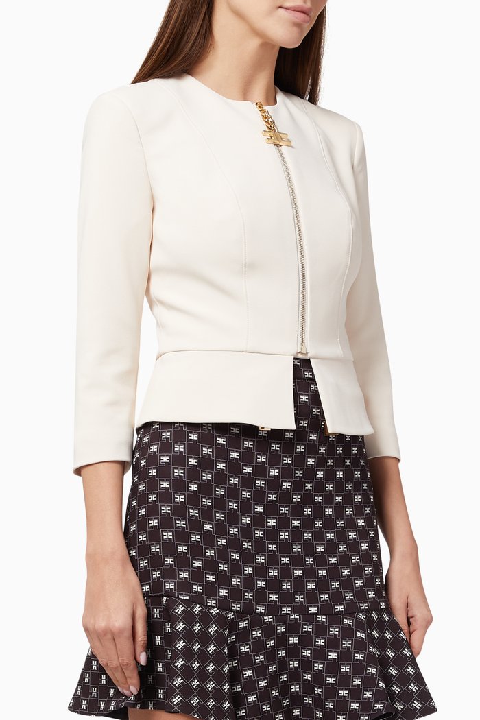 

Cropped Jacket in Stretch Crêpe, Neutral