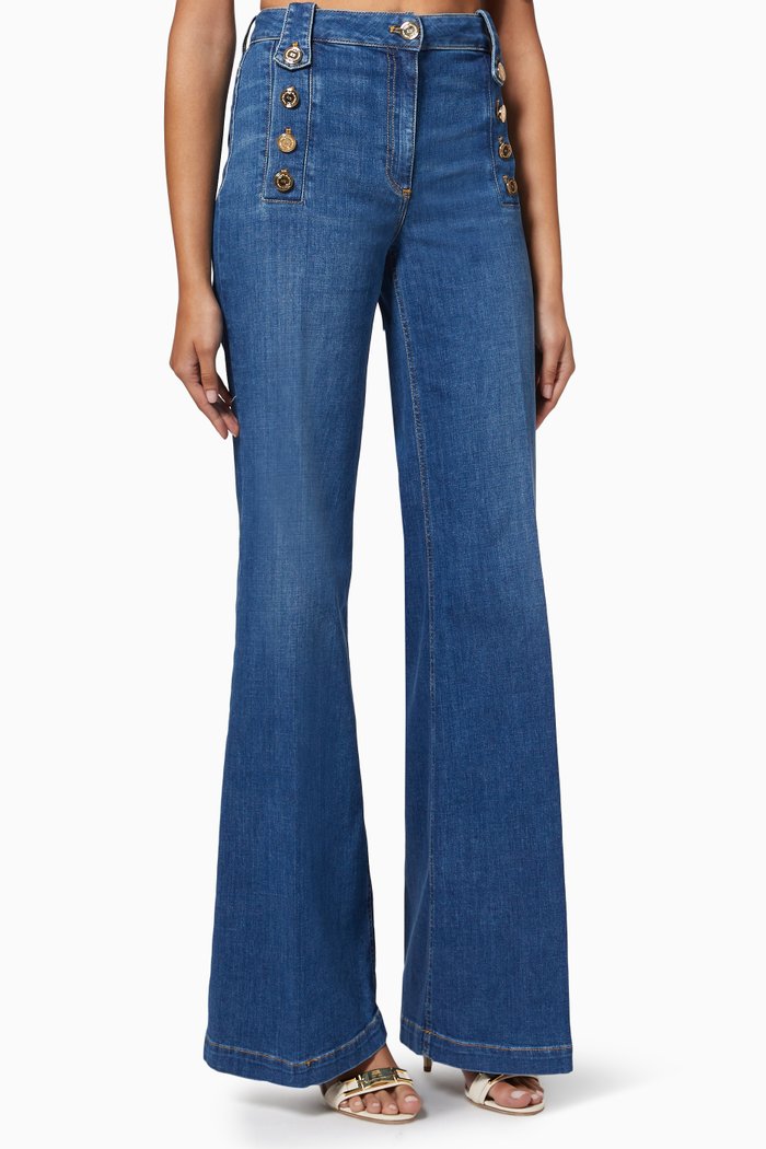 

Palazzo Jeans in Stretch Denim, Blue