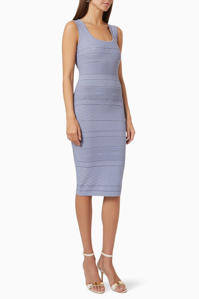 

Logo Sheath Dress in Viscose, Blue