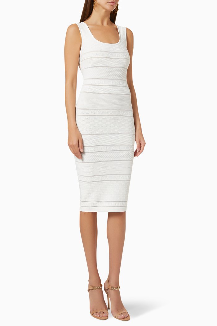 

Logo Sheath Dress in Viscose, White
