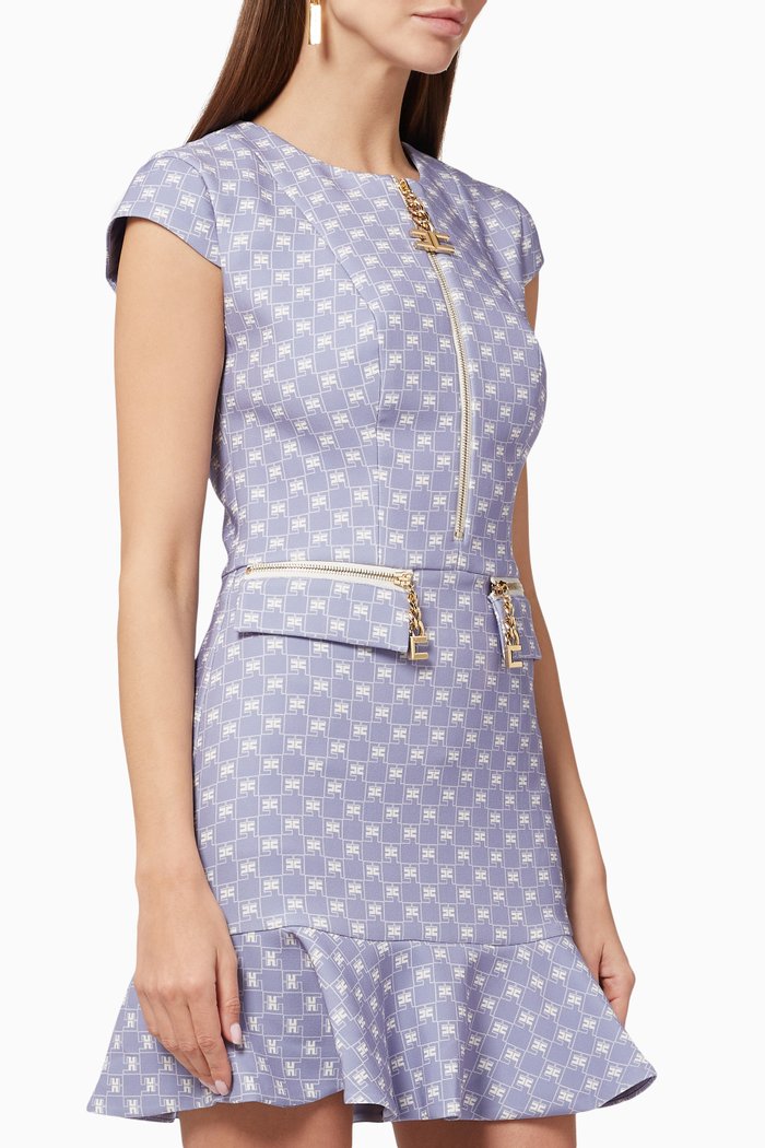 

Logo Mini Dress in Stretch Crêpe, Purple