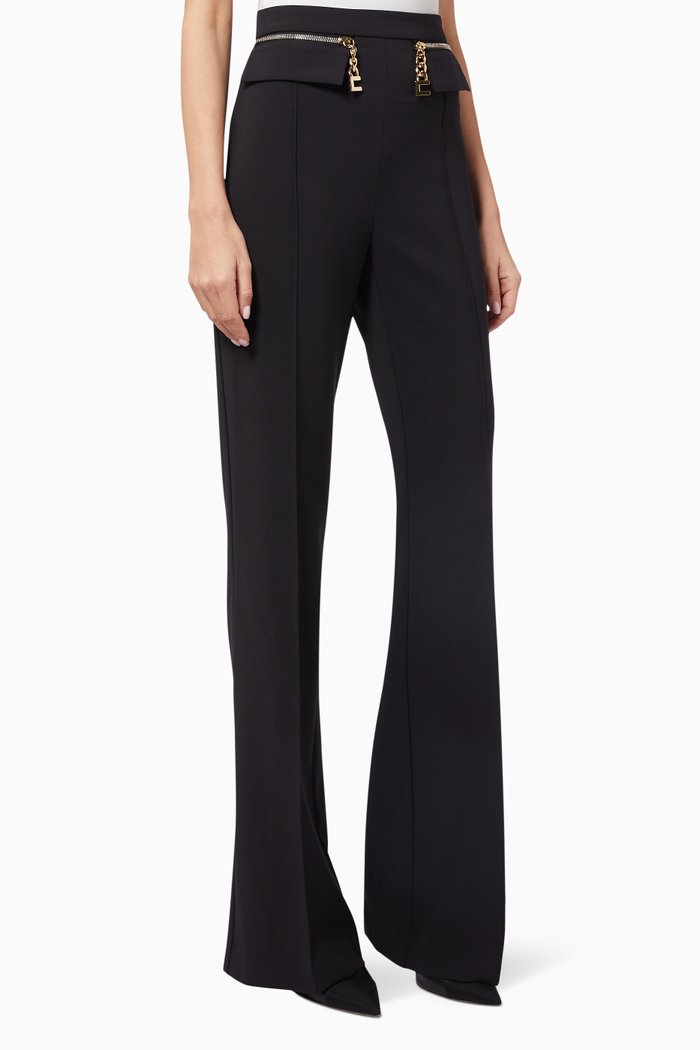 High-waist Pants in Stretch Crêpe, Black