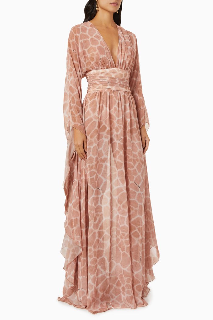 

Giraffe Print Kaftan Dress, Pink