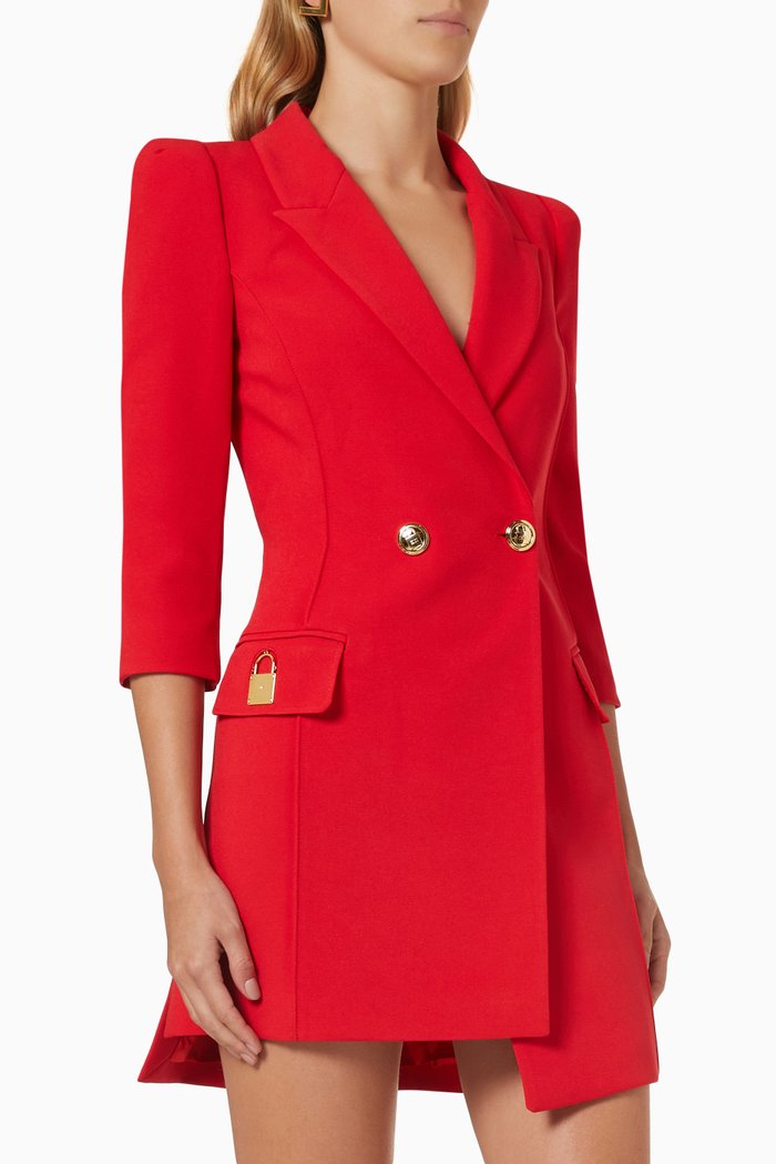 

Asymmetrical Coat Dress, Red