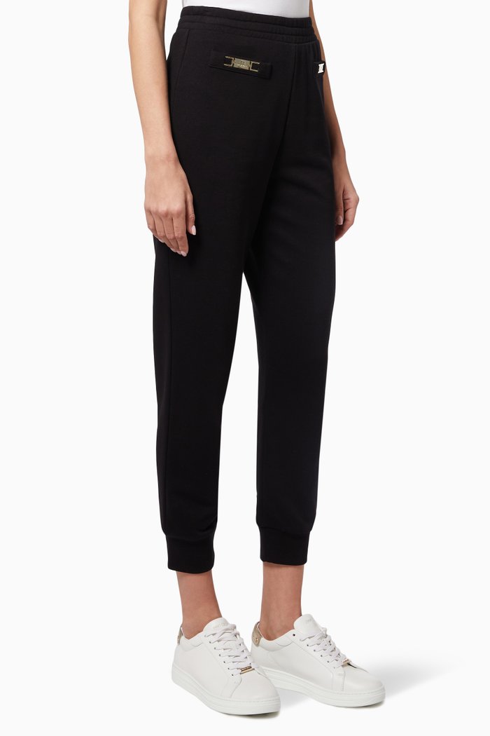Logo Plaque Sweatpants in Cotton-blend Fleece, Black