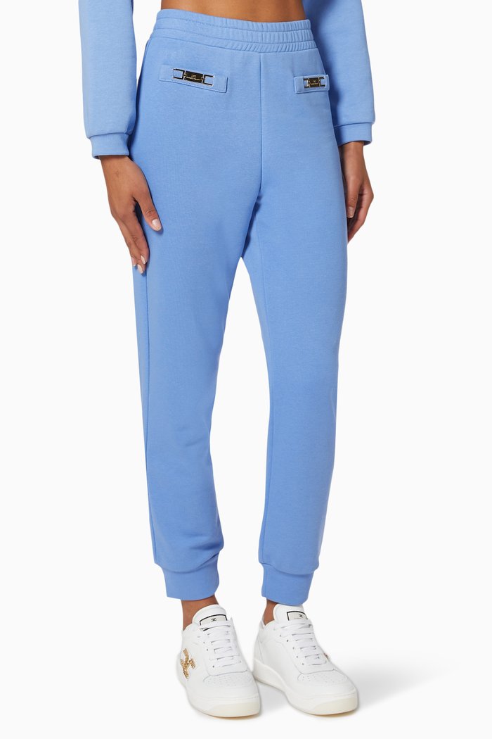

Logo Plaque Sweatpants in Cotton-blend Fleece, Blue