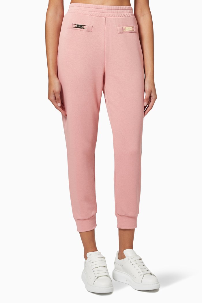

Logo Plaque Sweatpants in Cotton-blend Fleece, Pink