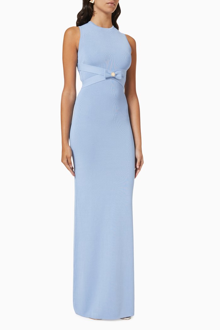 

Ribbon-Back Gown in Stretch Viscose, Blue