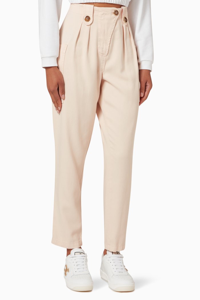 

High-waisted Pants in Lyocell Twill, Neutral