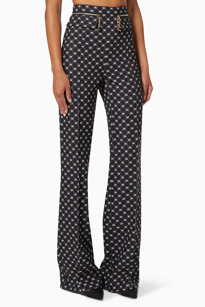 

High-waisted Palazzo Pants in Double-layer Crêpe, Black