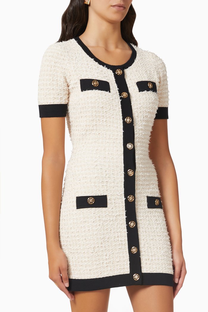 

Button-down Mini Dress in Tweed, Neutral