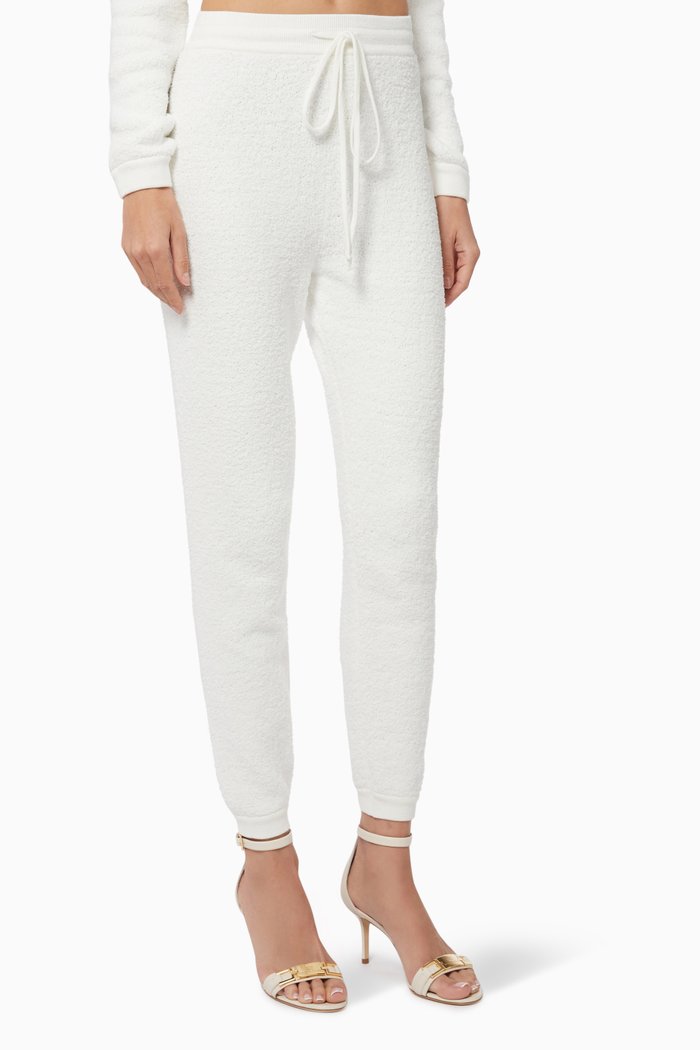 Drawstring Sweatpants in Fleece, White