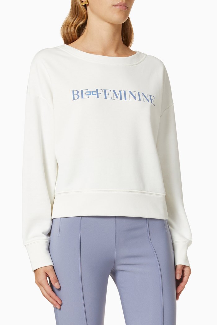 

'Be Feminine' Sweatshirt in Cotton Blend, White