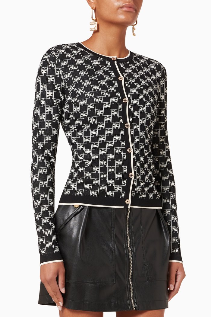 

Crewneck Cardigan in Viscose Knit, Black