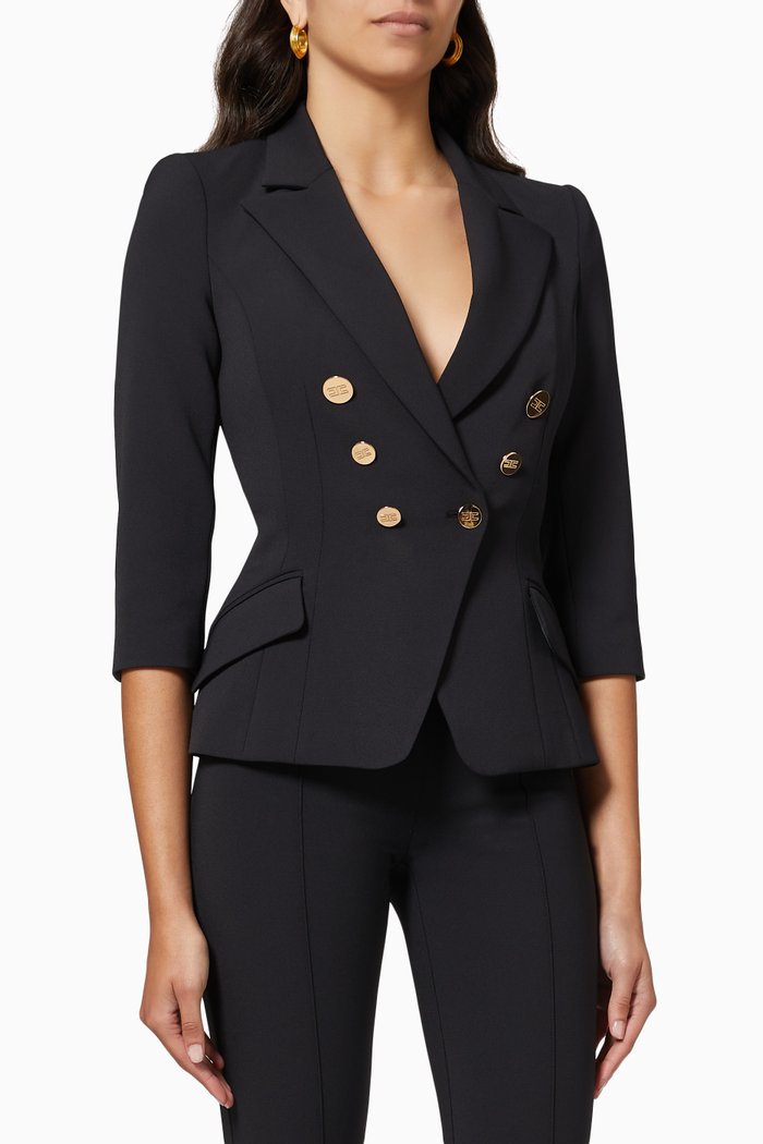 

Fitted Jacket in Crêpe, Black