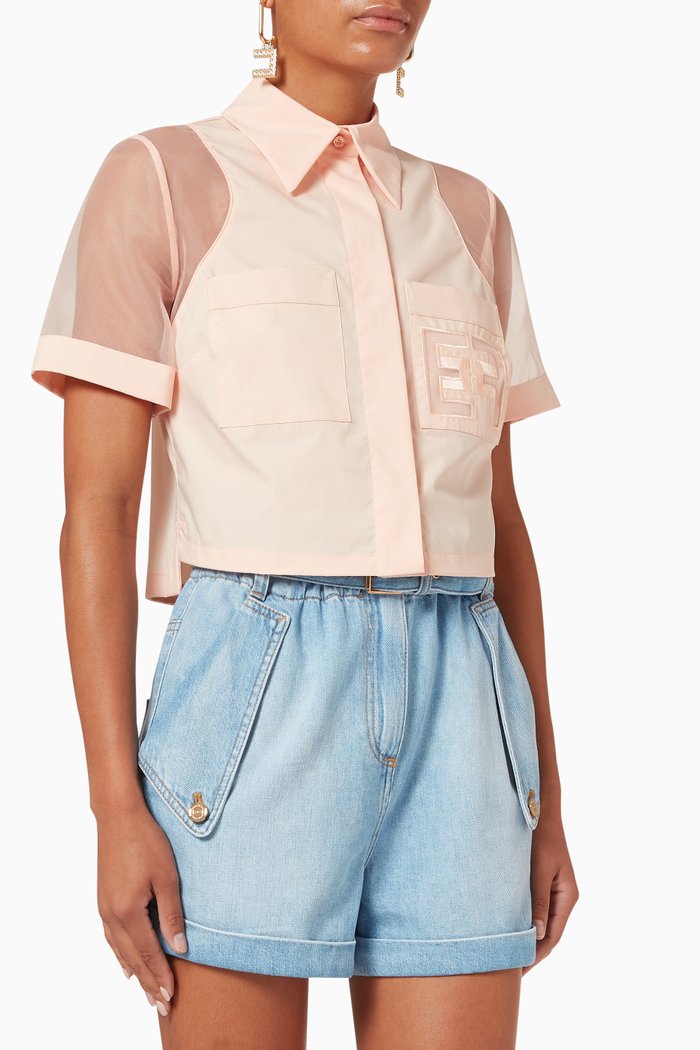 

Short Shirt in Cotton Poplin, Pink