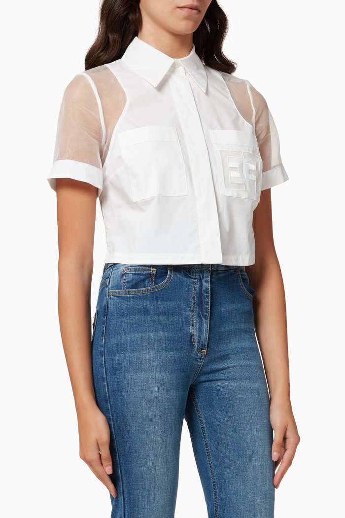 

Cropped Shirt in Cotton Poplin, White