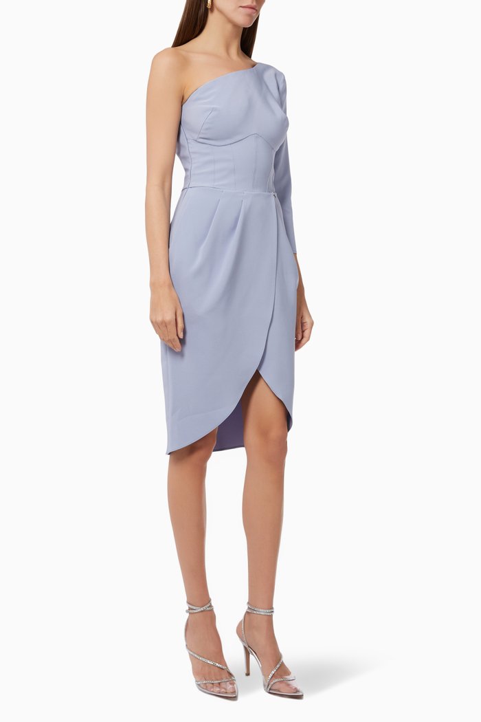 

One-shoulder Dress in Bi-elastic Fabric, Purple