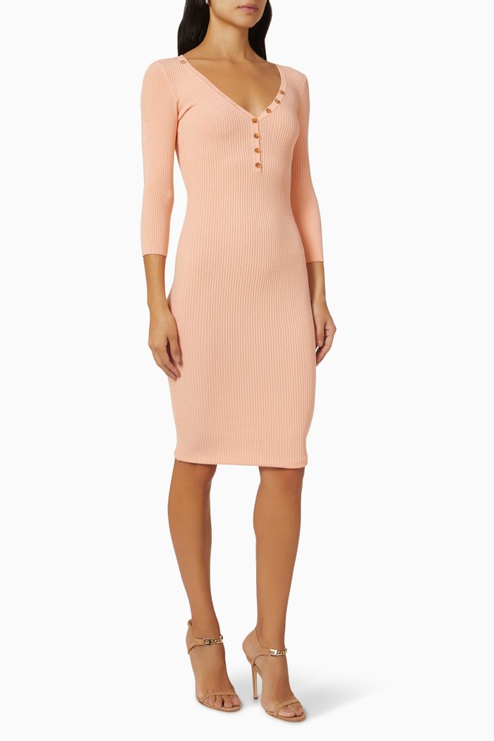 

Pencil Dress in Rib Knit, Pink