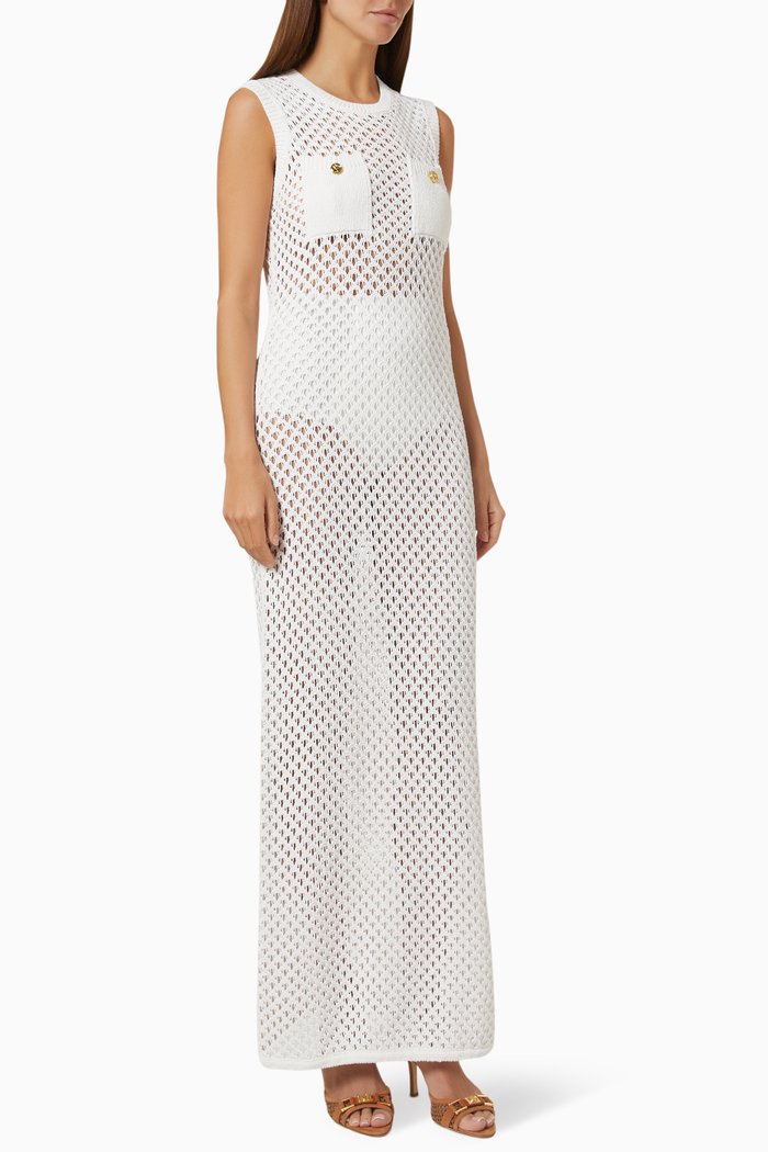 Mesh Dress in Cotton, White