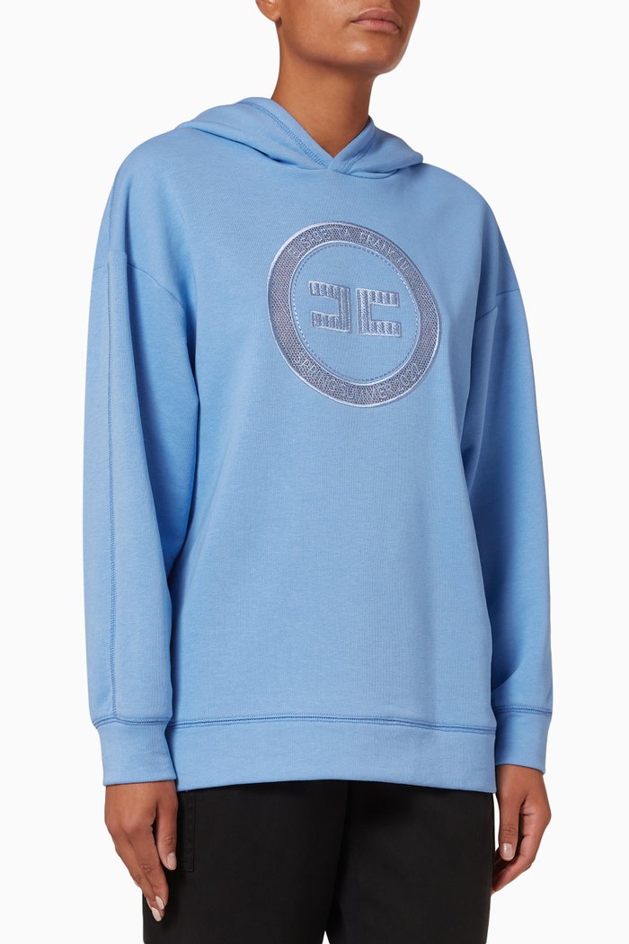 

Hooded Sweatshirt in Cotton-blend Fleece, Blue