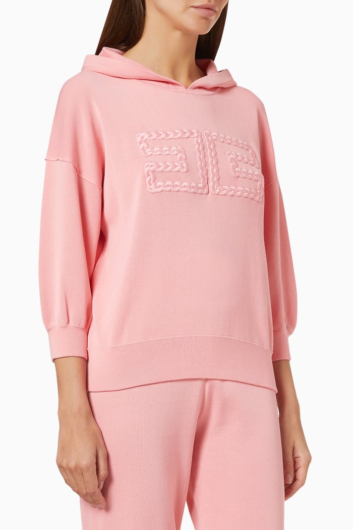 

EF Hooded Sweatshirt in Cotton-blend Fleece, Pink