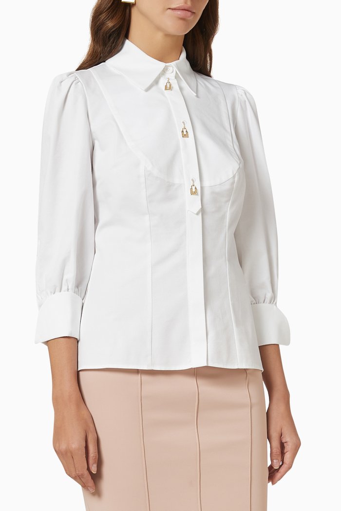 

Textured Shirt in Cotton Poplin, White