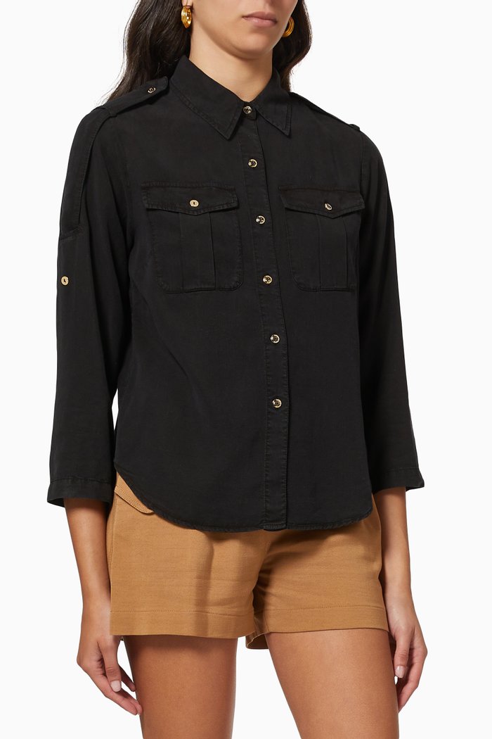 

Safari Shirt in Lyocell Twill, Black