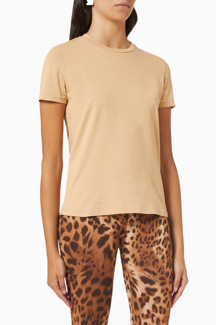

Logo Patch T-shirt in Cotton Jersey, Brown