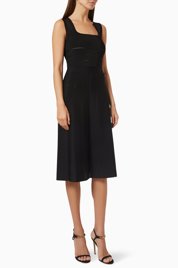 

Square Neck Dress in Viscose, Black