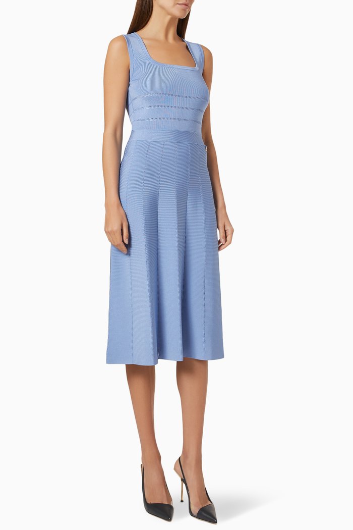 

Square Neck Dress in Viscose, Blue