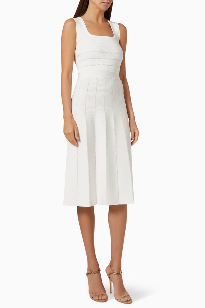 Square Neck Dress in Viscose, White
