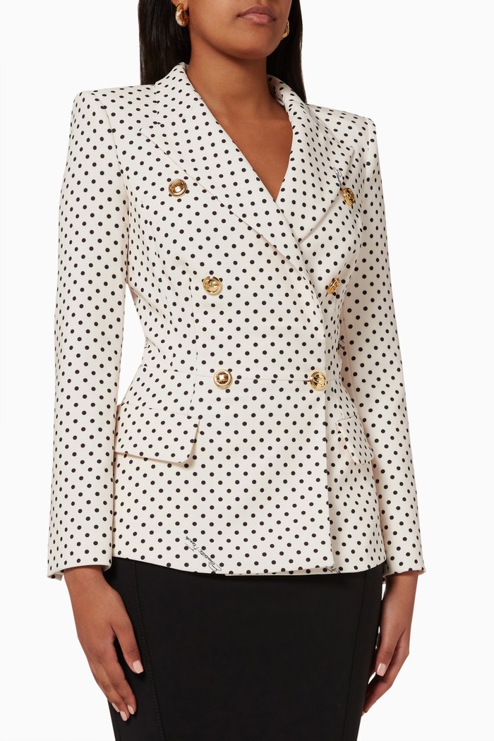 

Polka Dots Double-breasted Jacket in Double Crêpe, Multicolour