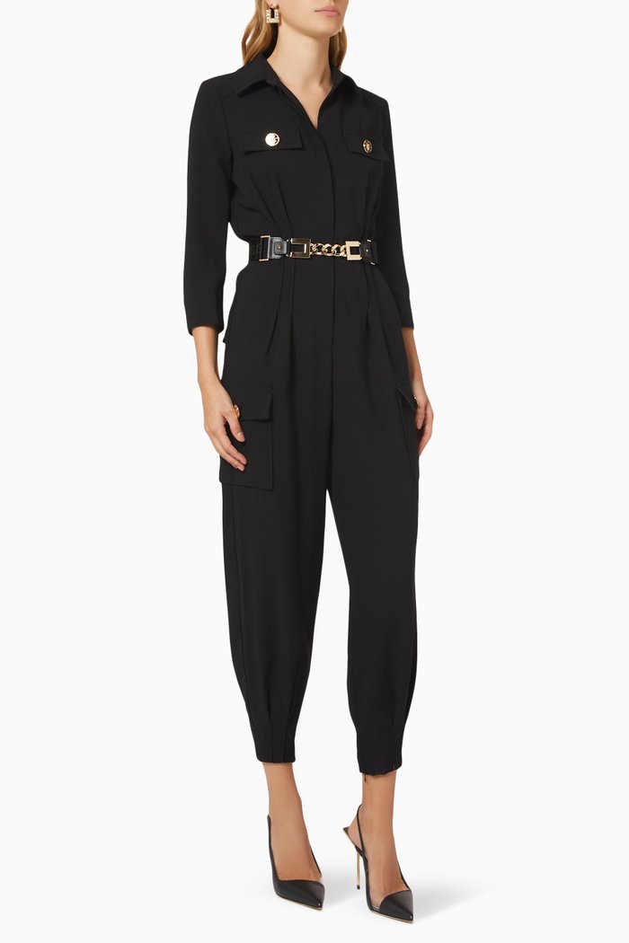 

Utility Jumpsuit in Crepe, Black