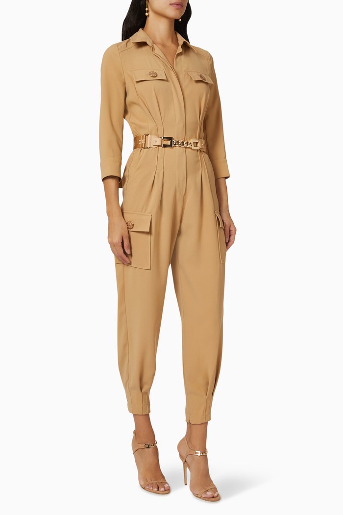 

Utility Jumpsuit in Crepe, Brown