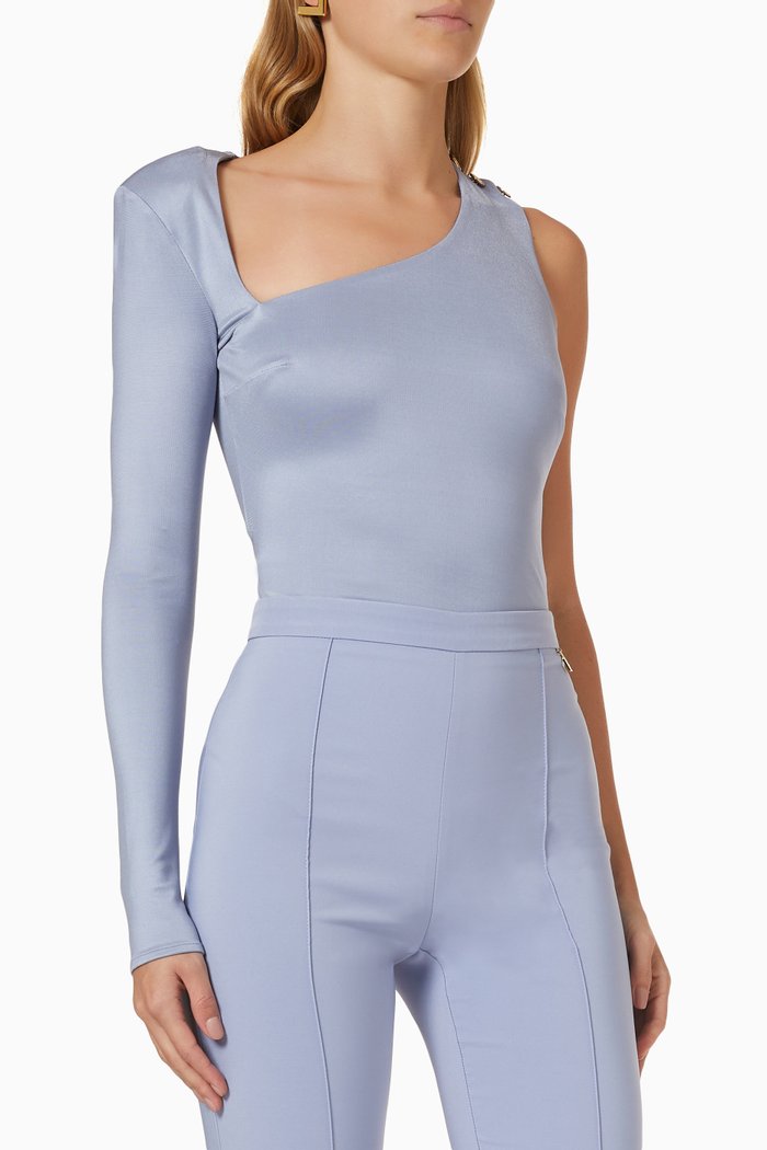 

Asymmetrical One-Shoulder Bodysuit, Blue