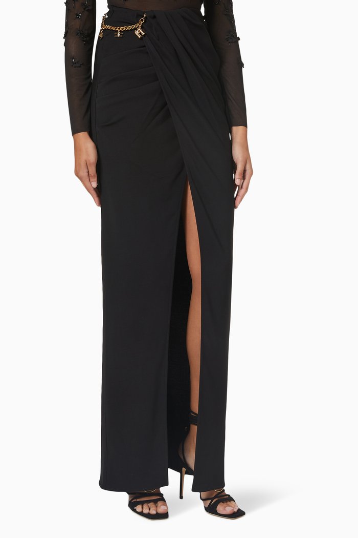 

Wraparound Skirt with Charms, Black