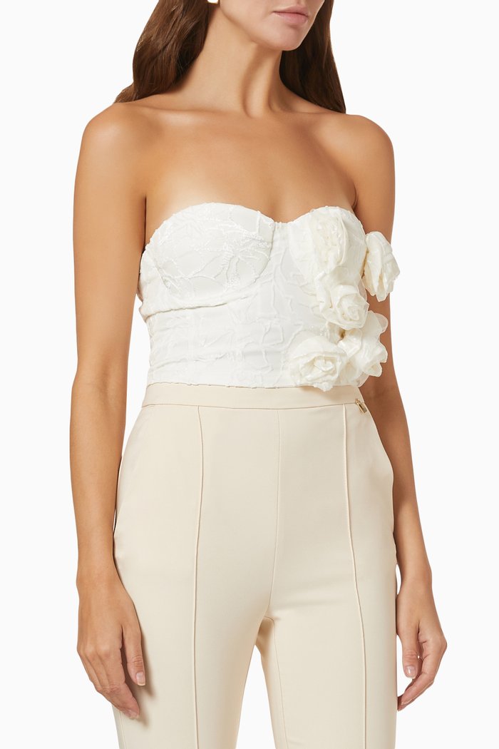 

Bustier Top with Burnout Roses, White