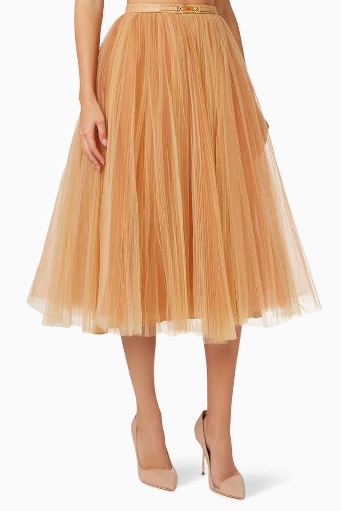 

Belted Tutu Midi Skirt, Brown