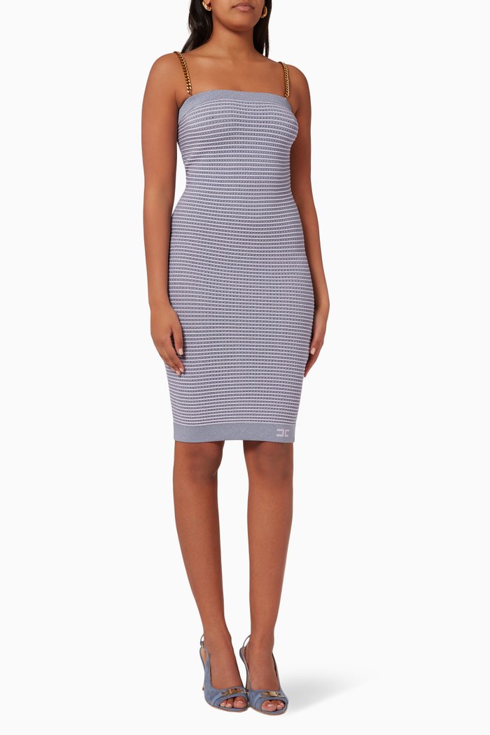

Bandeau Sheath Dress in Lurex Knit, Purple