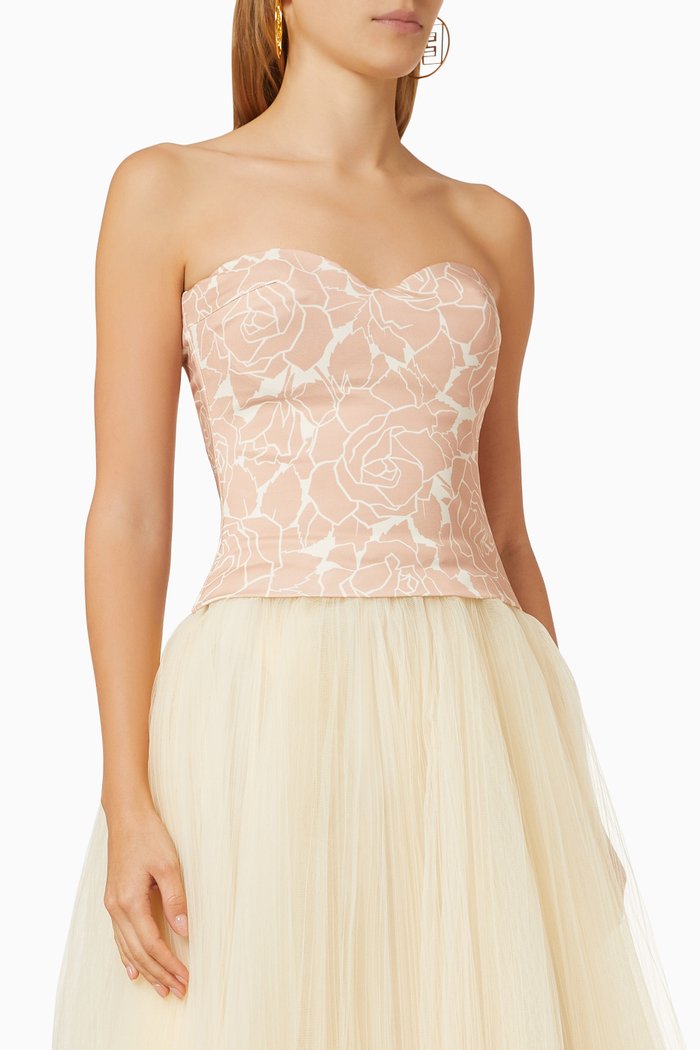 

Rose Print Bustier, Brown