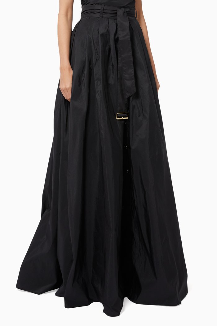 

Long Skirt in Ottoman Fabric, Black