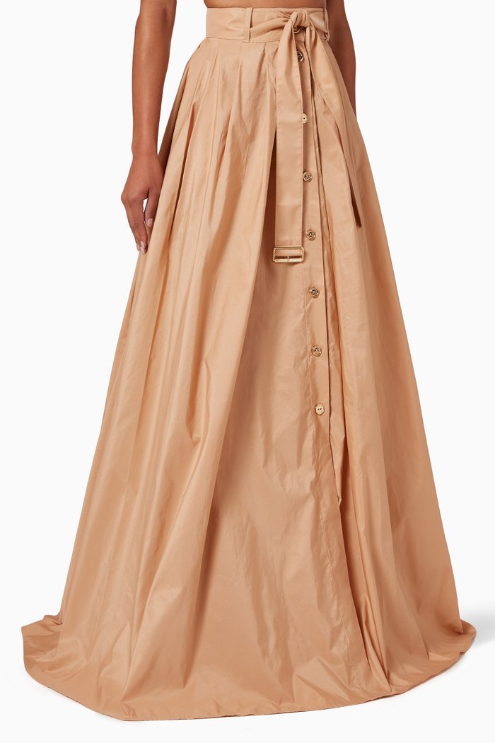 

Long Skirt in Ottoman Fabric, Brown