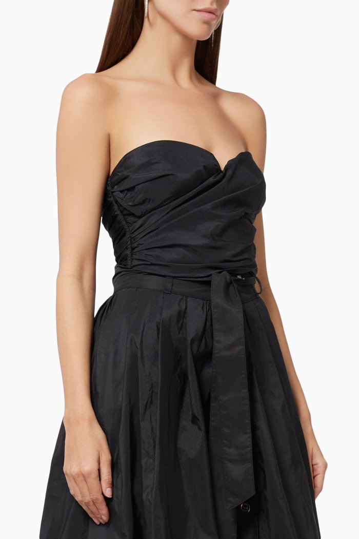 

Gathered Bustier Top in Ottoman Fabric, Black
