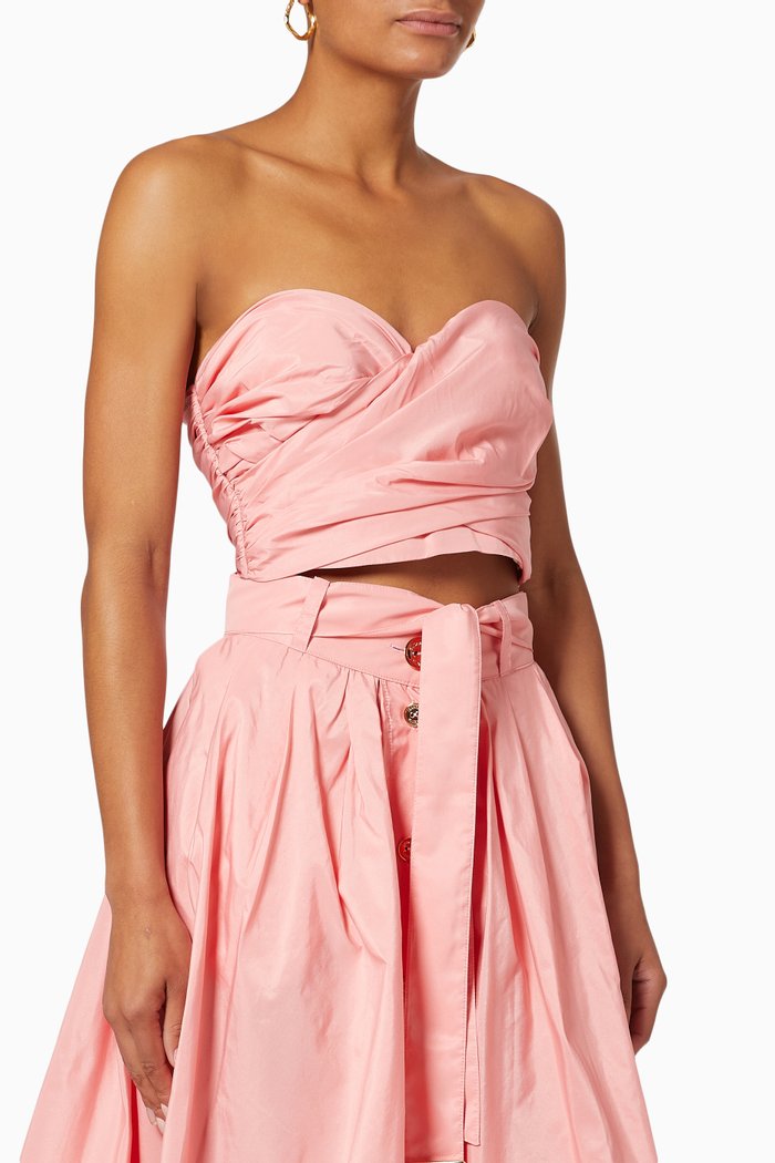 Gathered Bustier Top in Ottoman Fabric, Pink