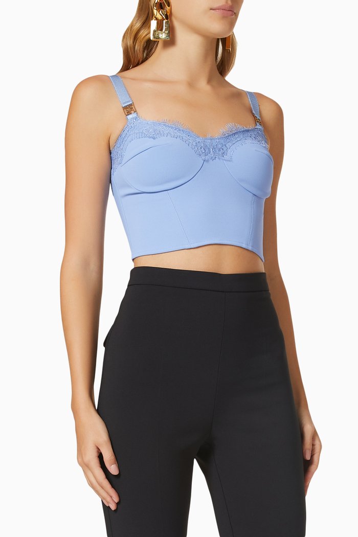 

Rebrodé Lace Bustier Top, Blue